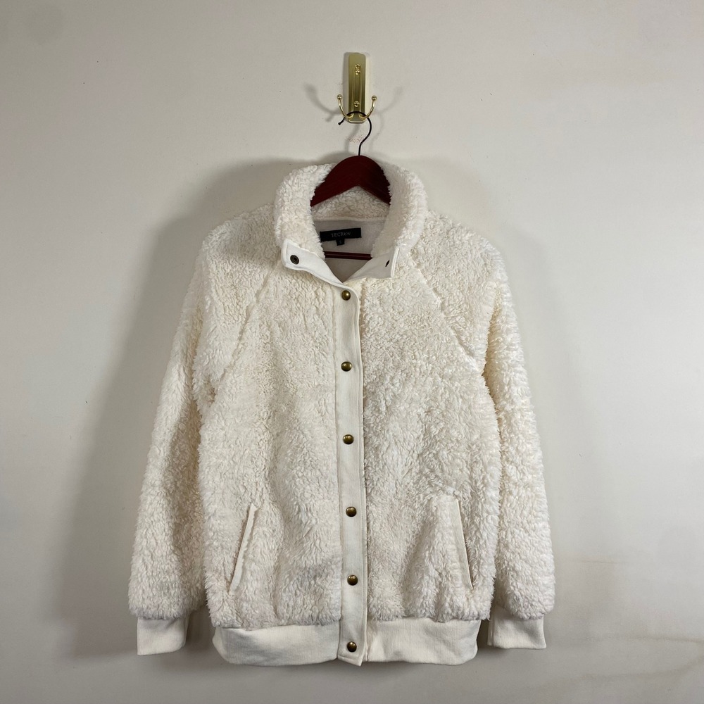 Tecrew Shearling Jacket Button Up White Sherpa Co… - image 1
